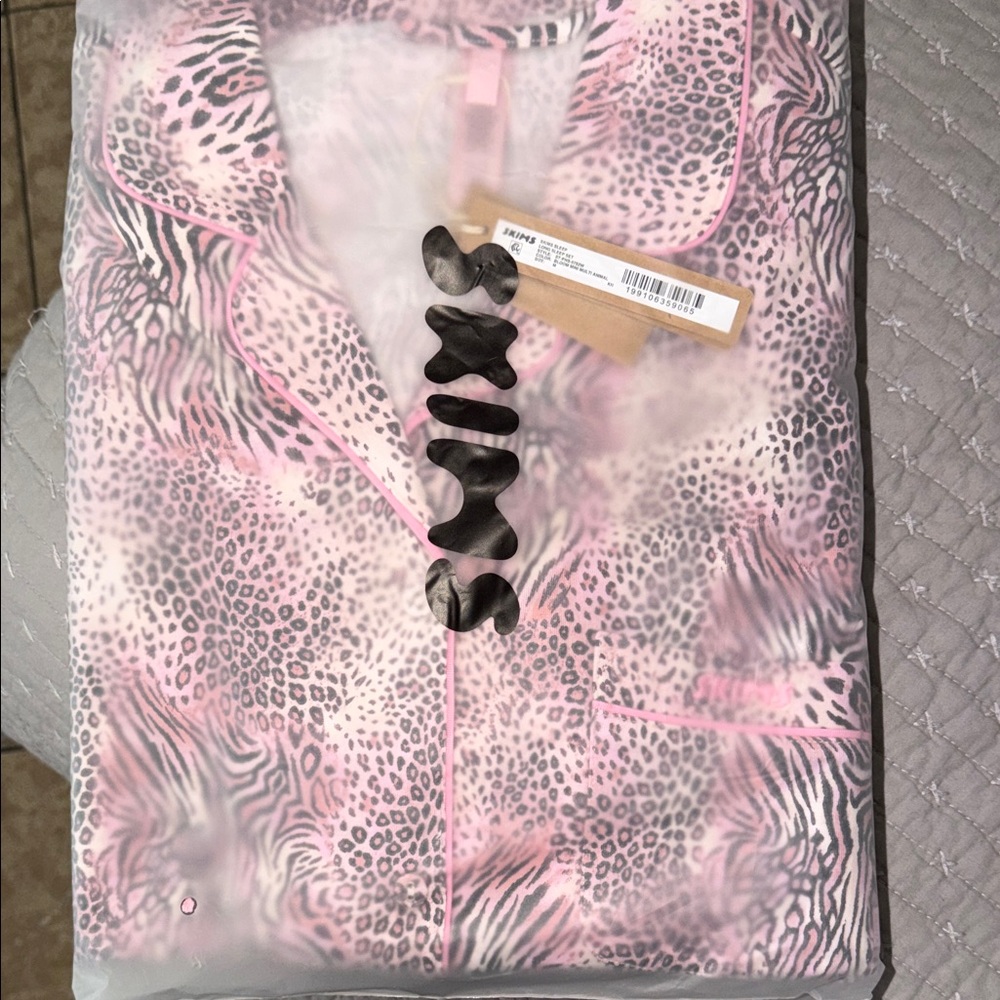 SKIMS Pink Animal Print Pajama Set